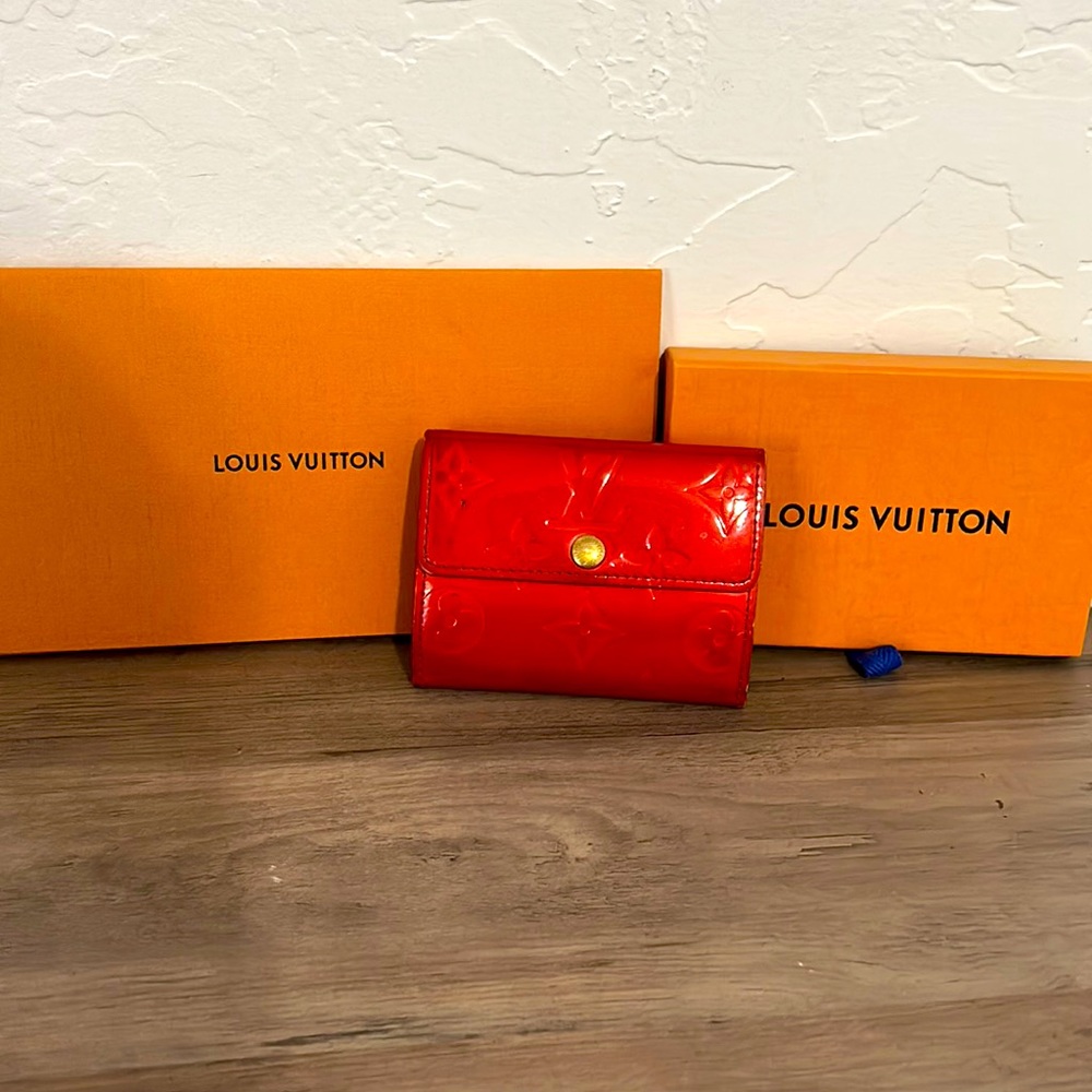 Authentic Louis Vuitton red vernis mini wallet